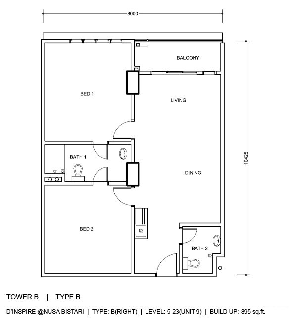 2 bedroom floorplan