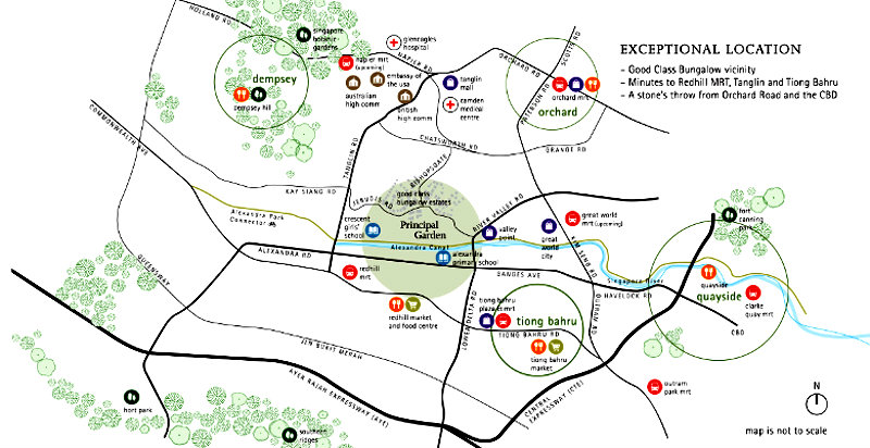 Location map of Principal Garden apartment tower