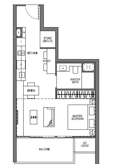 1 bedroom plus study suite