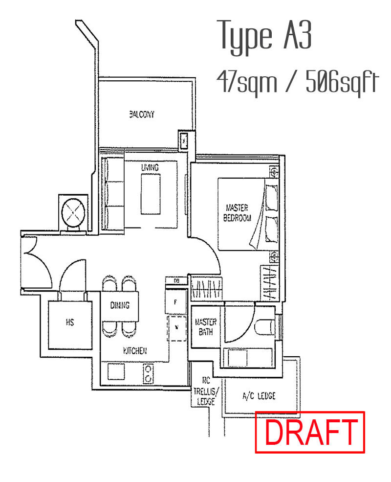 Stars of Kovan Type A1 Unit floor plan