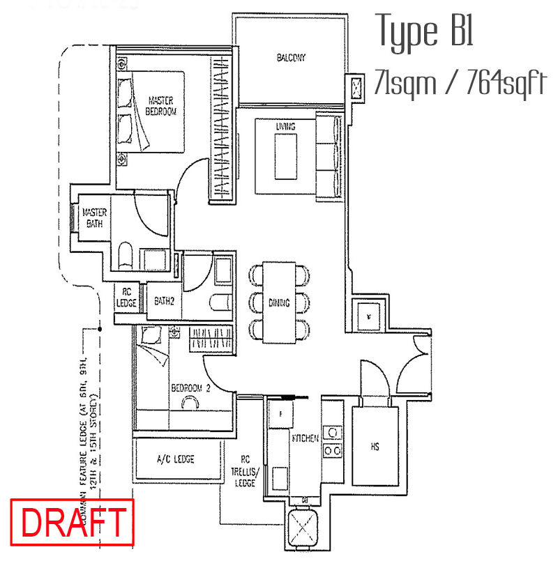 Stars of Kovan Type B1 floor plan