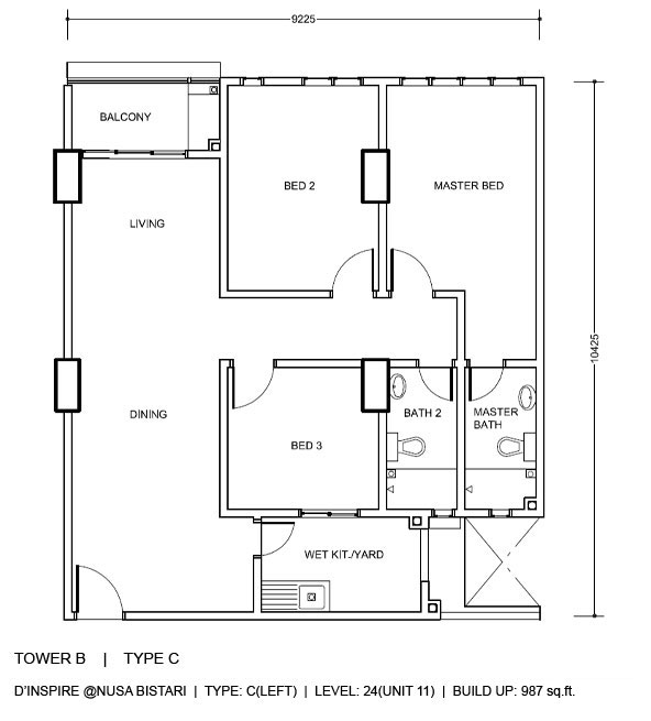 3 bedroom floorplan