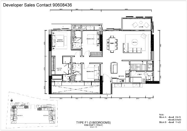 type f1 3 bedroom with balcony