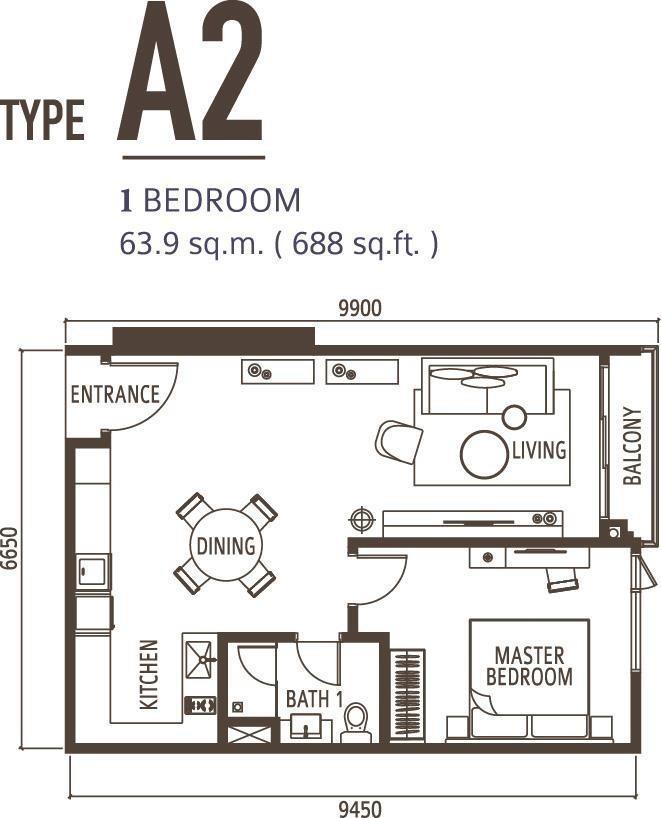 1 Bedroom Type A2
