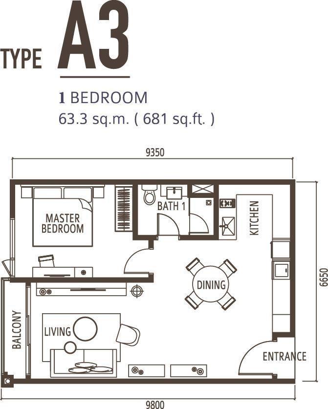 1 Bedroom Type A3