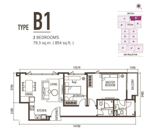 2 Bedroom - Type B1