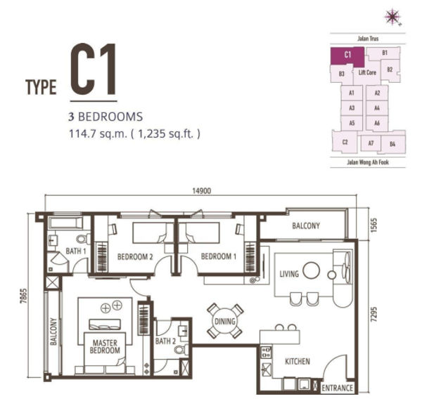 3 Bedroom - Type C1